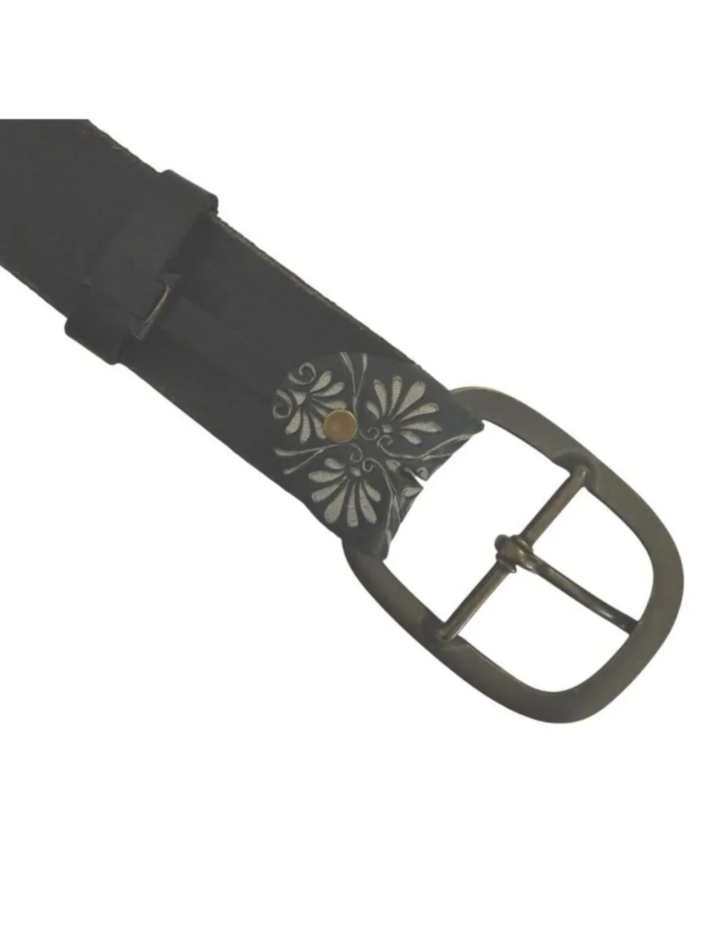 Y2k Gap Ornate Floral Scroll Embossed Wide Leather Bel